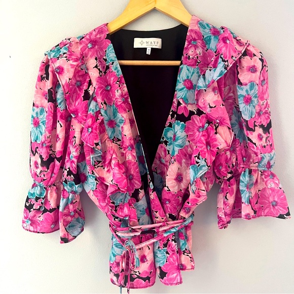 Wayf Floral Wrap Blouse, Sz Small - Picture 2 of 8